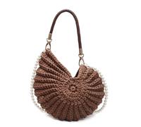 Uqezagpa Sac à bandoulière élégant pour femme, sac à main tissé à la main, poignée supérieure, messagers conques, coquillages, sac à main élégant pour femme, café, One Size