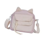 Uqezagpa Sac à bandoulière en nylon pour femme, sangle réglable, oreilles de chat, petit sac à main avec fermeture éclair pour diverses occasions, sac à main pratique en nylon pour téléphone, b, One