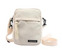 Uqezagpa Sac à bandoulière en toile de grande capacité pour adolescente, fille, étudiante, blanc, One Size