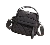 Uqezagpa Sac à bandoulière léger en tissu matelassé avec sangle réglable pour les voyages, les trajets quotidiens, sac matelassé élégant, Noir