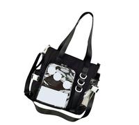 Uqezagpa Sac à bandoulière pour uniforme d'écolière, campus japonais, fenêtre transparente, sac à main à bandoulière, grande capacité, sac à bandoulière multifonction Itabag, Noir , One Size