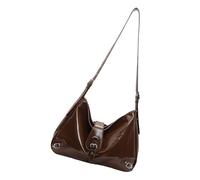 Uqezagpa Sac à bandoulière sophistiqué avec accent punk unique à boucle pour femmes modernes vintage en cuir PU grand sac à main à bandoulière tendance banlieusards sac à main en cuir, café, One Size