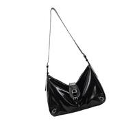 Uqezagpa Sac à bandoulière sophistiqué avec accent punk unique à boucle pour femmes modernes vintage en cuir PU grand sac à main à bandoulière tendance banlieusards sac à main en cuir, Noir , One Size