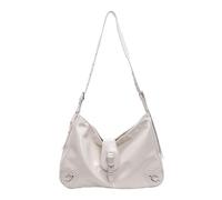 Uqezagpa Sac à bandoulière sophistiqué avec accent punk unique à boucle pour femmes modernes vintage en cuir PU grand sac à main à bandoulière tendance banlieusards sac à main en cuir, beige, One Size