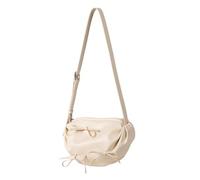 Uqezagpa Sac à bandoulière sophistiqué en cuir PU souple avec nœud papillon et sangle réglable, couleur unie, sac à main pour femme, épaule plissée tendance, beige, One Size