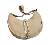 Uqezagpa Sac à bandoulière tendance de couleur unie à sangle unique avec cordon noué et fermeture éclair pour unisexe grand sac à bandoulière, beige, One Size