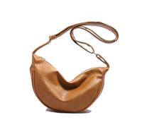 Uqezagpa Sac à bandoulière tendance en cuir PU décontracté et confortable à large sangle pour un usage quotidien et un événement social, sac de courses décontracté, marron, One Size
