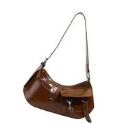 Uqezagpa Sac à bandoulière tendance et léger en polyuréthane pour femme avec sangle réglable et poches d'organisation pour les essentiels quotidiens Sac à main de voyage pour femme, marron, One Size