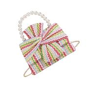Uqezagpa Sac à main de printemps élégant avec perles artificielles décorations, sac de paille pratique, sac à bandoulière de grande capacité, sac à bandoulière de luxe avec perles artificielles ornées