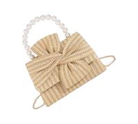 Uqezagpa Sac à main de printemps élégant avec perles artificielles décorations, sac de paille pratique, sac à bandoulière de grande capacité, sac à bandoulière de luxe avec perles artificielles ornées