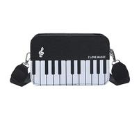 Uqezagpa Sac à main léger en cuir PU sac à bandoulière décontracté avec thème musical pour un style créatif, sac à main pour amateur de musique, Noir , One Size