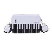 Uqezagpa Sac à main léger en cuir PU sac à bandoulière décontracté avec thème musical pour un style créatif, sac à main pour amateur de musique, blanc, One Size