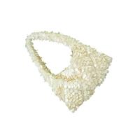 Uqezagpa Sac de soirée élégant avec accents de coquillage, sac à main contemporain avec intérieur spacieux, sac de soirée pratique en PVC tissé à la main coquillage paillettes sac de soirée