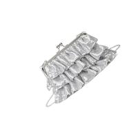 Uqezagpa Sac de soirée élégant avec sangle de chaîne réglable pour bandoulière, fermeture à pression, intérieur organisé, sac de soirée pour femme, Argenté.