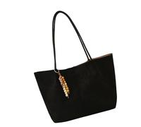 Uqezagpa Sac de travail surdimensionné avec texture veloutée douce pour mère et fille, ensemble de sacs à bandoulière, sac à main de travail pour sac à main essentiel à la mode sous les bras, Noir