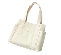 Uqezagpa Sac fourre-tout en toile élégant et pratique avec un grand espace pour ordinateur portable pour les trajets et les voyages, sac à main polyvalent pour femme, beige, One Size