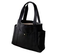 Uqezagpa Sac fourre-tout en toile élégant et pratique avec un grand espace pour ordinateur portable pour les trajets et les voyages, sac à main polyvalent pour femme, Noir , One Size