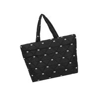 Uqezagpa Sac fourre-tout matelassé léger avec fermeture éclair pour femme, sac à main pour enseignant de voyage, infirmière, sac fourre-tout matelassé léger avec fermeture éclair, Noir