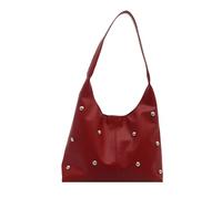 Uqezagpa Sacs à bandoulière croissants pour femme - Joli sac à main sous le bras - Style punk - Rivet - Avec boucle - Pour femme, Rouge, One Size