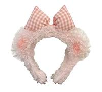 Uqezagpa Serre-tête en dentelle avec oreilles et nœud en forme d'ours en peluche pour le lavage du visage