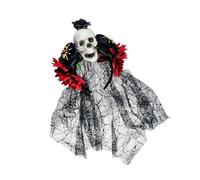 Uqezagpa Serre-tête punk en dentelle avec motif squelette en résine pour Halloween, fêtes costumées et événements à thème Halloween avec tête de mort et toile d'araignée