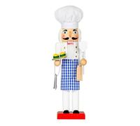 Uqezagpa Soldat Casse-Noisette Décoration de Noël Motif Chefs Tablier à carreaux bleus Figurine Décoration d'intérieur Centre de table Sculpture Tablier à carreaux bleus