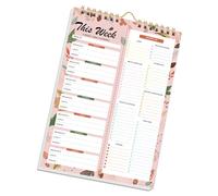Uqezagpa Spirals Carnet de notes pour planification des repas avec listes de courses amovibles et crochet de suspension murale pour l'organisation hebdomadaire des repas