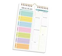 Uqezagpa Spirals Carnet de notes pour planification des repas avec listes de courses amovibles et crochet de suspension murale pour l'organisation hebdomadaire des repas