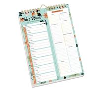Uqezagpa Spirals Carnet de notes pour planification des repas avec listes de courses amovibles et crochet de suspension murale pour l'organisation hebdomadaire des repas