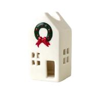 Uqezagpa Supports en céramique sur le thème du village de vacances - Fonctionnement à piles - Décoration de Noël - Coffre-fort - Décoration intérieure et extérieure