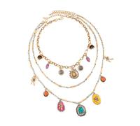 Uqezagpa Sweet and Cool Styles Ensemble de colliers multi-rangs avec breloques en forme de cœur géométriques Idéal pour les rendez-vous galants Collier vintage en forme de cœur, One Size, Comme décrit