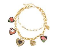 Uqezagpa Sweet and Cool Styles Ensemble de colliers multi-rangs avec breloques en forme de cœur géométriques Idéal pour les rendez-vous galants Collier vintage en forme de cœur, One Size, Comme décrit