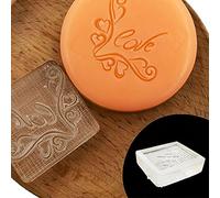 Uqezagpa Tampon de savon en acrylique transparent avec poignée Motif cœur rose Cadeau de Saint-Valentin