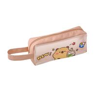 Uqezagpa Trousse à crayons en polyuréthane résistant à l'eau avec poignée - Organiseur portable pour stylos - Sac de rangement pour maquillage de voyage, Trois, Size Approx. 20.5x5x8.8cm
