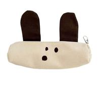 Uqezagpa Trousse à crayons en toile légère avec motif chien animal - Organisateurs de maquillage de voyage pour femmes et filles, Trompette à café