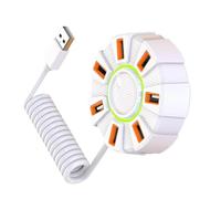 Uqezagpa USB Hub 7 Port, 2.0 High-Speed Splitter with Colorful Ambient Light & Individual Switches, for PC Laptop Desktop Computer Accessories