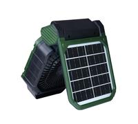 Uqezagpa Ventilateur d'extérieur rechargeable avec panneau solaire 7800 mAh Batterie 4 vitesses Éclairage LED Minuteur pour Camping Voyage Urgences Ventilateur portable rechargeable avec panneau
