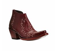 UQIANGY Bottines imprimées brodées pour Dames, Botte Western Cowgirl à Bout Pointu rétro, Bottines Chelsea en Cuir à Talon épais,Rouge,38 EU