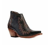 UQIANGY Bottines imprimées brodées pour Dames, Botte Western Cowgirl à Bout Pointu rétro, Bottines Chelsea en Cuir à Talon épais,Noir,38 EU