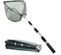 UQMIQURA Épuisette de Pêche Télescopique, Filet de Pêche Pliable, 126 cm Épuisette Pliable Portable avec Long Manche, Filet Nylon Triangulaire, pour Carpe Truite Crevette Etang Bassin Poisson
