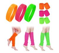 UQTUKO Bandeau Fluo Année 80, 15 Pièces Accessoire Sport Femme Homme Enfant Avec Bracelet Jambières Pour Costume Vetement Fête Rétro Néon Annees 80 90