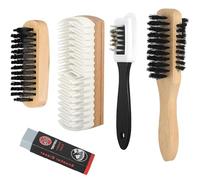 UQTUKO Brosse à daim pour chaussures, 5 pièces Kit Nettoyage Chaussure Daim Brosse à daim Multifonction à 4 Côtés brosses à chaussures avec Gomme de Nettoyage Nubuck Brosse pour daim