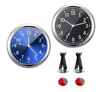 UQTUKO Lot de 2 mini horloges pour tableau de bord de voiture avec clip de grille d'aération et tampon adhésif à coller - Petite horloge murale pour voiture - Décoration intérieure de voiture