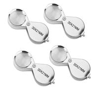 UQTUKO Loupe de Bijoutier, 4pcs Loupe Grossissante 30x Loupe de Poche Bijoux Antiquités Lentille oculaire Loupe Pliante en métal pour Diamants, Bijoux, pièces de Monnaie, Timbres