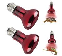 UQTUKO Reptile Ampoules Chauffantes, 2 Pièces Lampe Chauffante Infrarouge Dimmable E27 50W Rouge ampoule chauffante Pour Reptiles & Amphibiens, Dragon Barbu, Lézard, Tortue