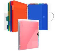 Uquelic Classeur avec 12 Pochettes Perforées pour Documents Format A4 - Pochette Plastique, Trieur Document Pochette Plastique A4 avec Rabat - Maison/Bureau (Transparent)