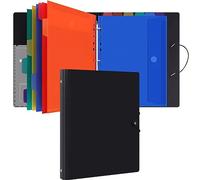 Uquelic Classeur avec Pochettes Perforées pour Documents Format A4 - Pochette Plastique, Trieur Document Pochette Plastique A4 avec Rabat - Maison/Bureau (Noir)