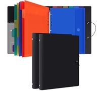 Uquelic Classeur avec Pochettes Perforées pour Documents Format A4 - Pochette Plastique, Trieur Document Pochette Plastique A4 avec Rabat - Maison/Bureau (Noir 2)