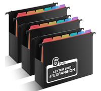 Uquelic Lot de 6 Dossiers Suspendus A4 avec Onglets et Couleur Intercalaires, Extensible 10 cm, Dossier Suspendu Grande Capacité en Plastique pour Meuble Dossier Suspendu, Bureau, Maison