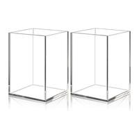 Uquelic Pot à crayon en acrylique transparent | 2 Pack porte-stylo acrylique carré | Rangement pinceaux maquillage | Organisateur de bureau